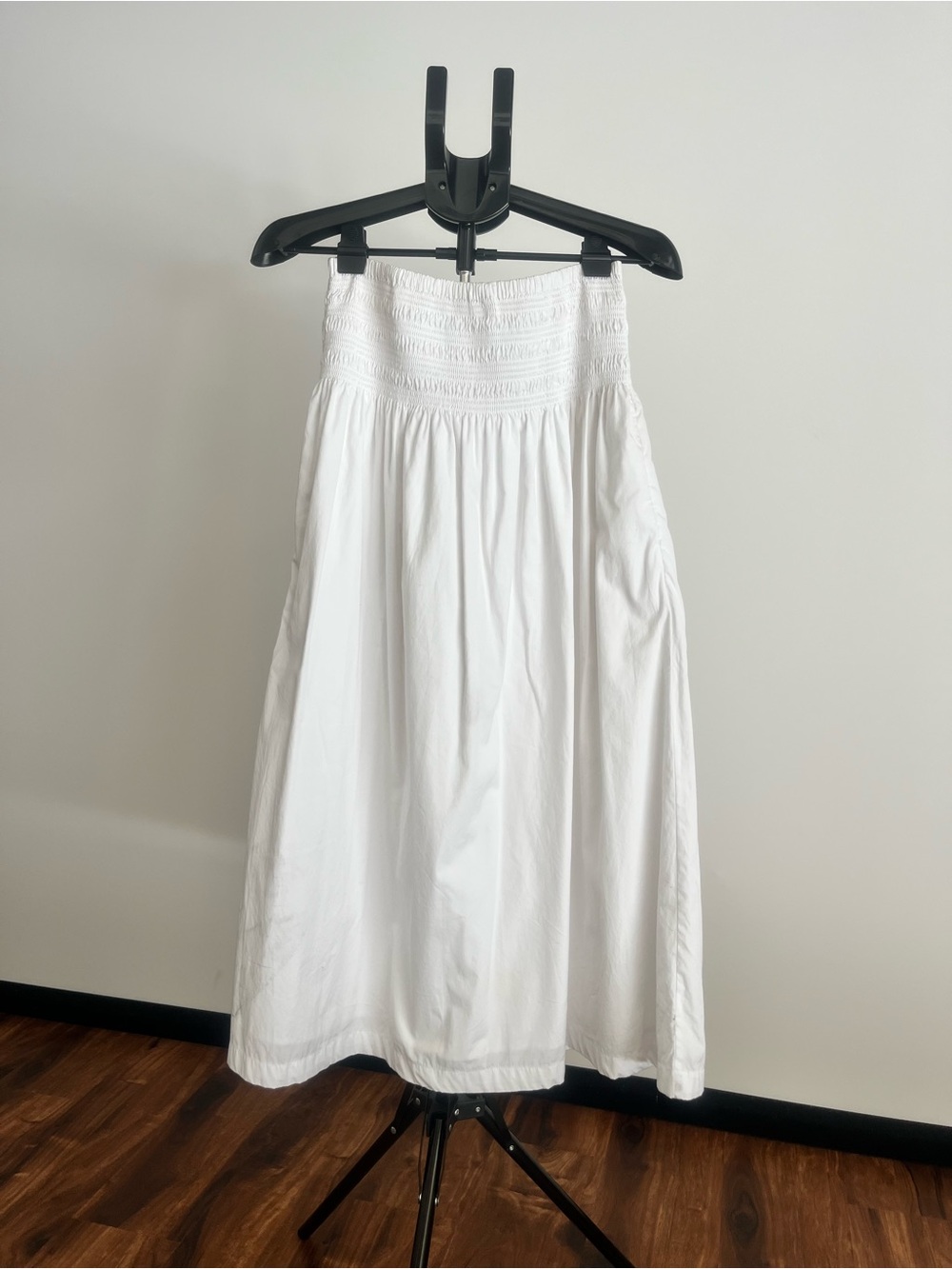 Madewell White Smocked Midi Skirt